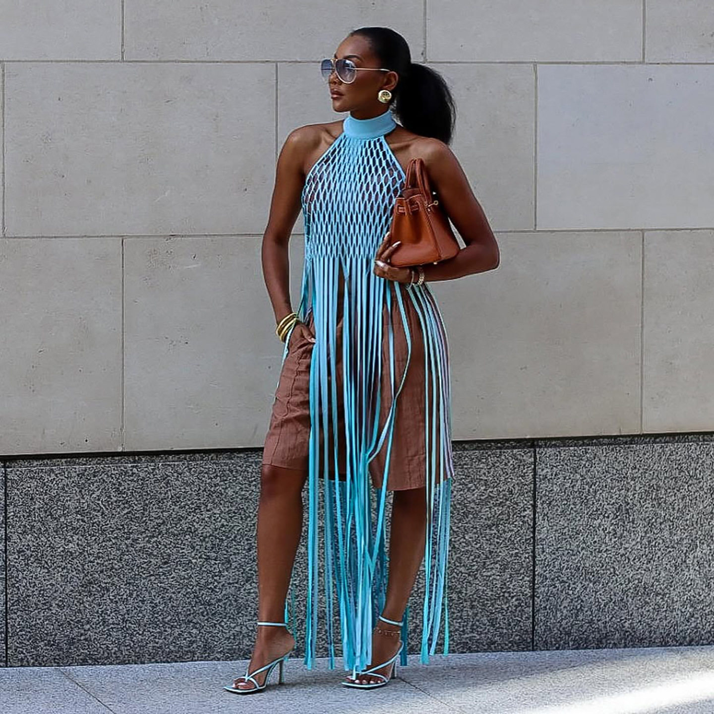 Summer Womens Sheer Mesh Halter Top Sexy Fringe Design Hollow Out Style Perfect for Parties and Night Out Wholesale