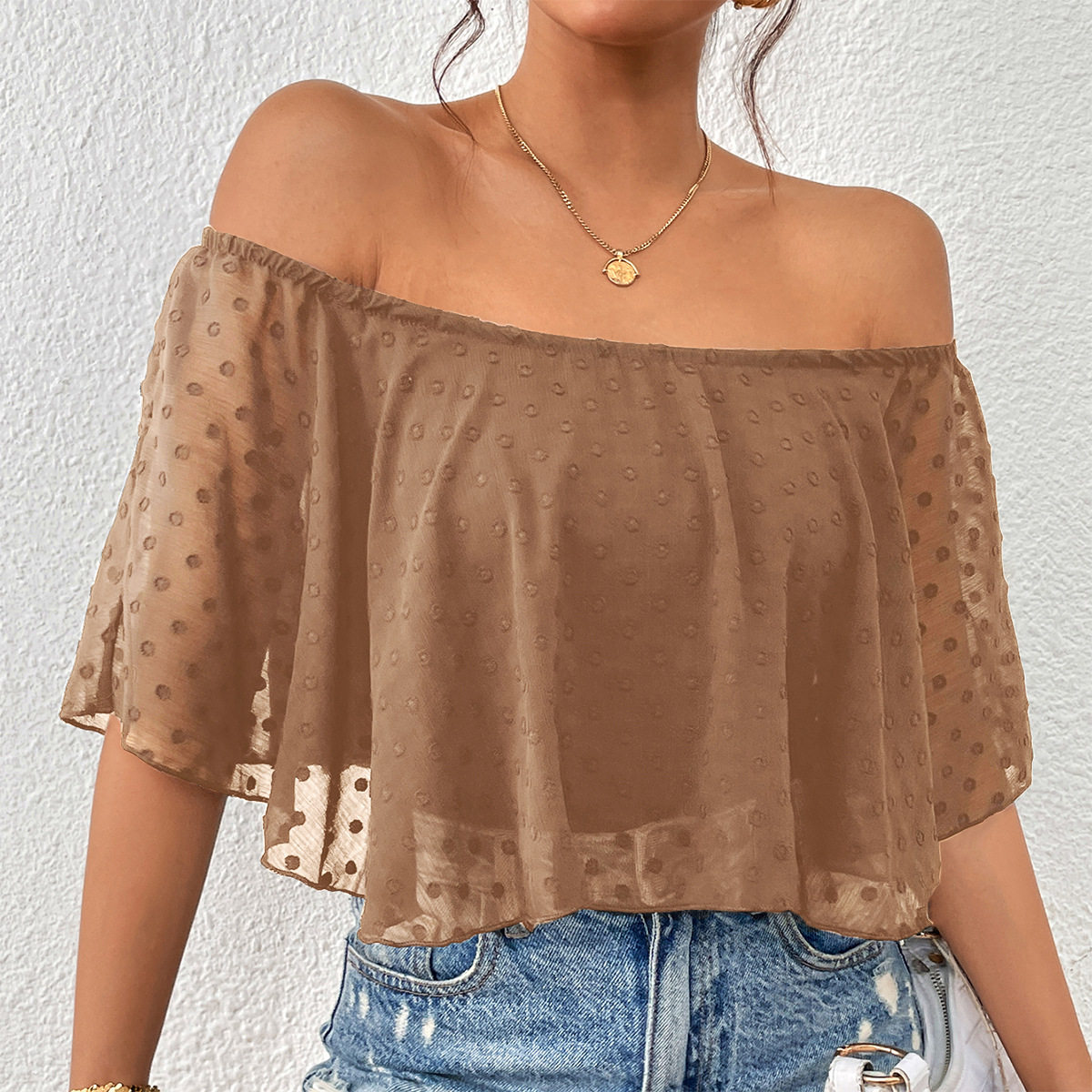 Off Shoulder Black Shirt Womens Fashion Elegant Design Versatile Style Perfect for Parties or Casual Wear