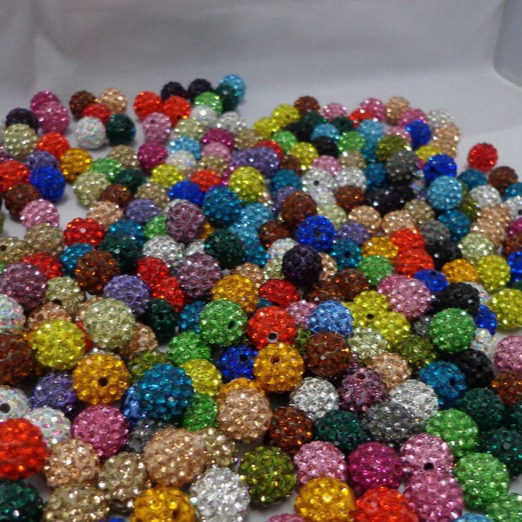 10mm 6 rows of straight holes ab soft clay double hole Shambhala beads loose beads diamond ball bracelet white and black j87