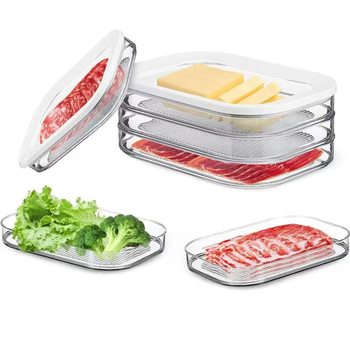 Cross-Border Hot-Selling Pp Bacon Meat Frozen Storage Box for Home Refrigerator Special Storage Sealed Transparent Storage Box