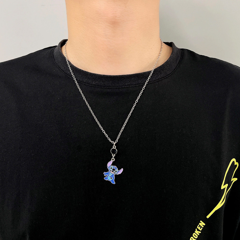 Cartoon Jewelry Stitch Angel Couple Necklace Women's All-match Fashion Collarbone Chain Hip-hop Style Men's Pendant