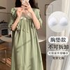 Summer Nightgown for Women with Breast Pads 2024 Thin Style Suitable for Pregnant Women, Breathable and Suitable for Student Dormitory Home Wear
