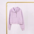Dark purple stand-up collar half-sweatshirt