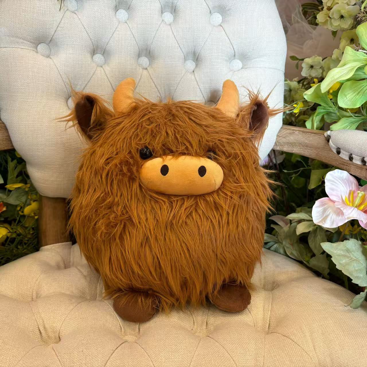 跨境现货长毛牛Highland Cow仿真苏格兰高地牛动物毛绒玩具公仔
