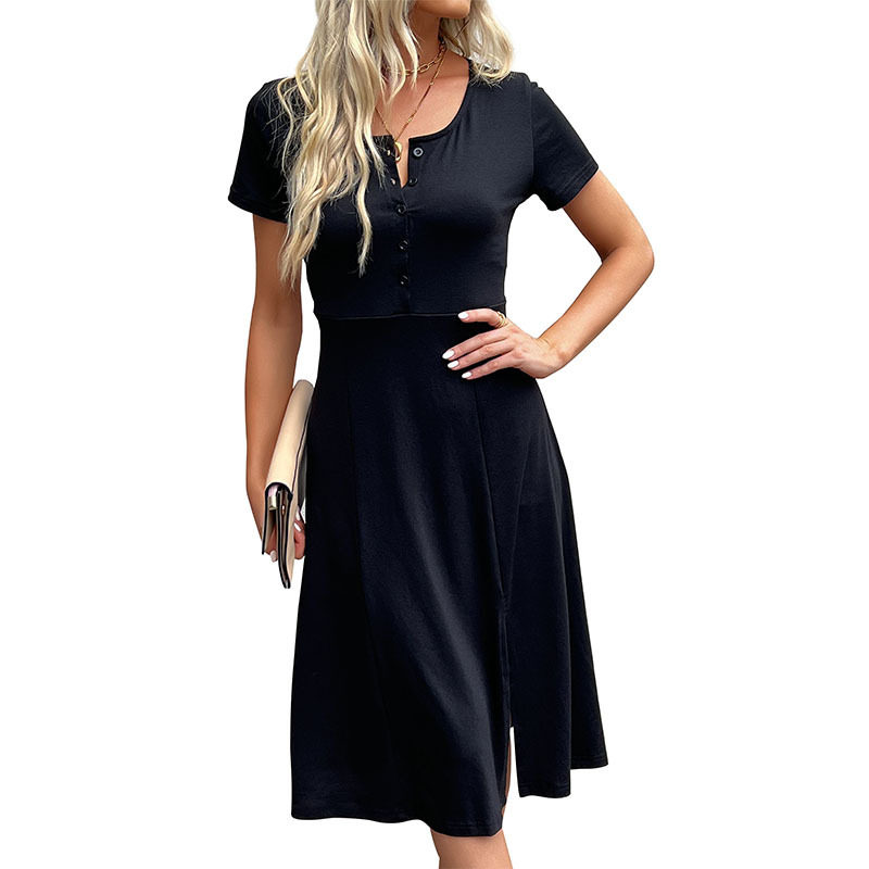 Short Sleeve T Shirt Dress Fashionable Split Design Casual Style Comfortable Fabric Perfect for Summer Wear