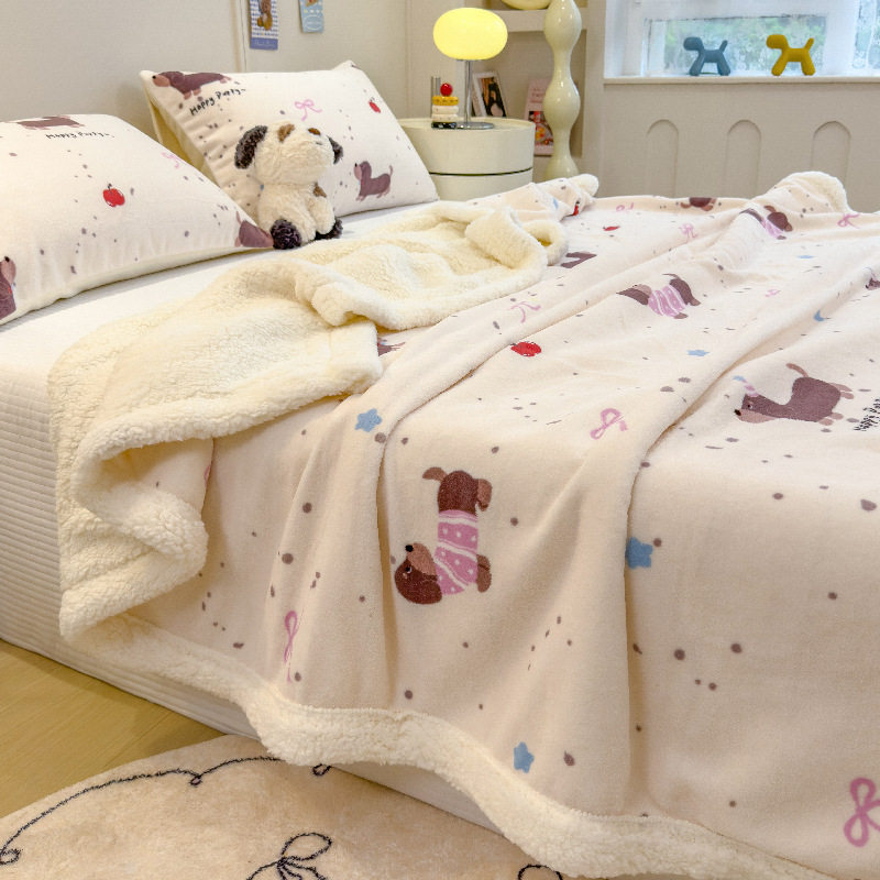 Thickened Winter Lamb Velvet Blanket Milk Velvet Office Nap Coral Velvet Shawl Small Quilt Sofa Blanket