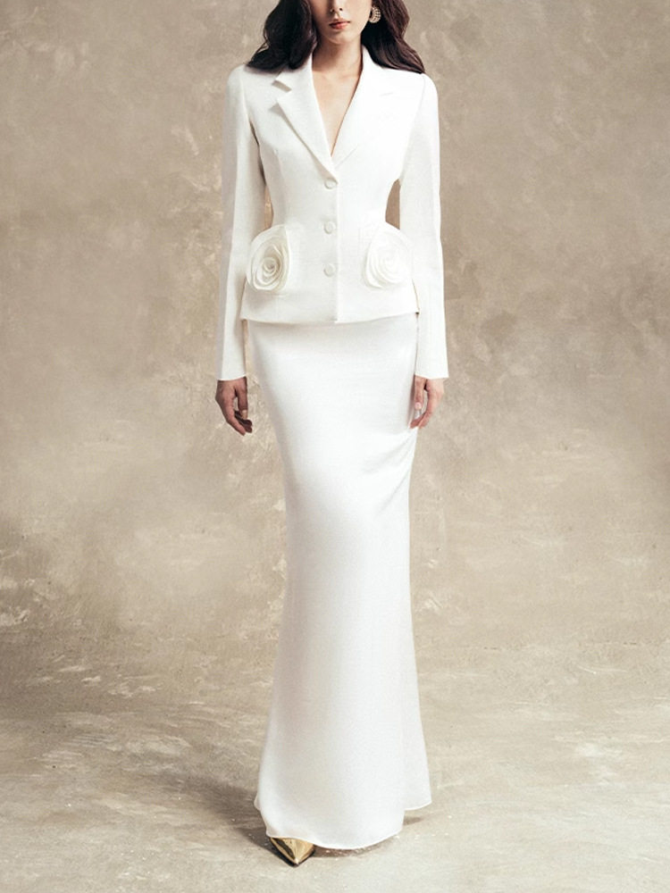 White Royal Sister Elegant Fashion Two-piece Set Women 2025 Spring and Autumn New Elegant Waist Suit Dress Women