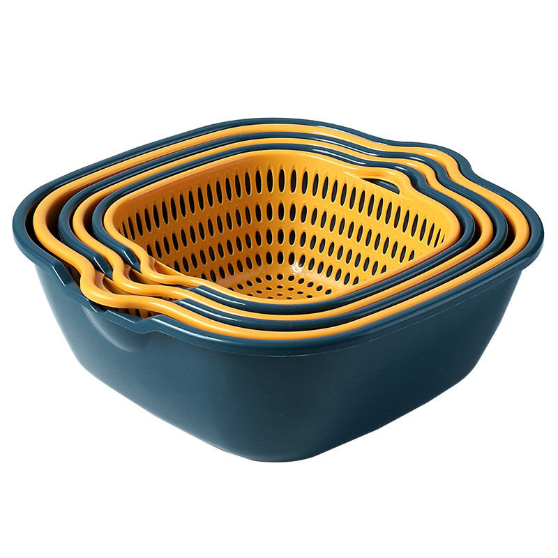 Double-Layer Household Sink Drain Basket Kitchen Living Room Fruit Plate Candy Snack Plate Vegetable Washing Basket Drain Basket