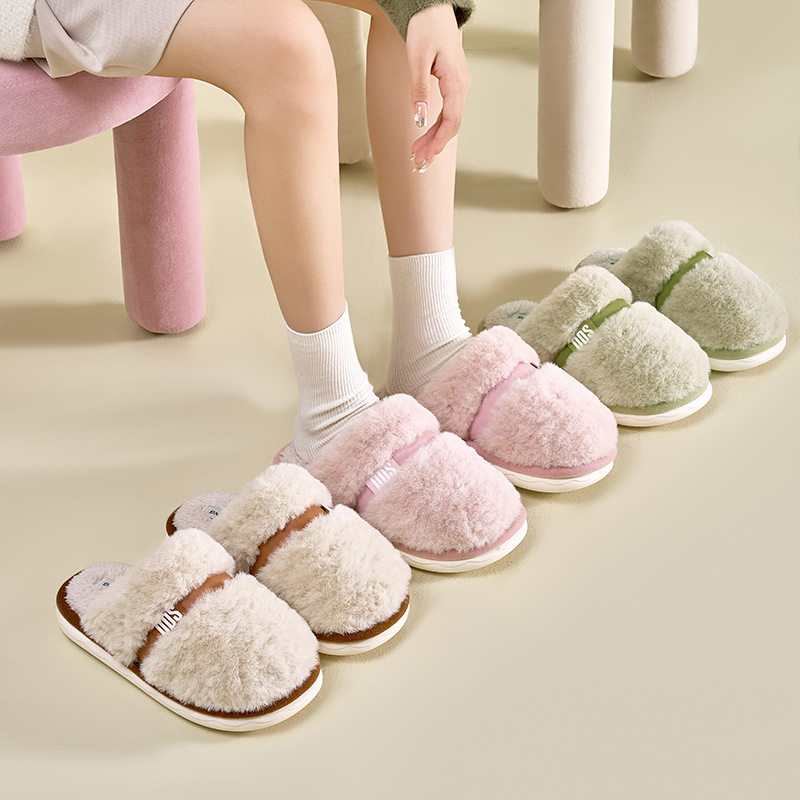 Winter New Cotton Slippers for Home Indoor Household Wool Slippers for Outer Wear Non-Slip Thick-Soled Cotton Shoes Warm Home Slippers