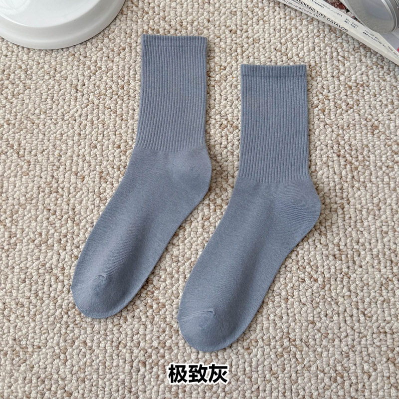 彩色袜子女长筒袜四季款ins潮流糖果色马卡龙中筒袜学生运动棉袜