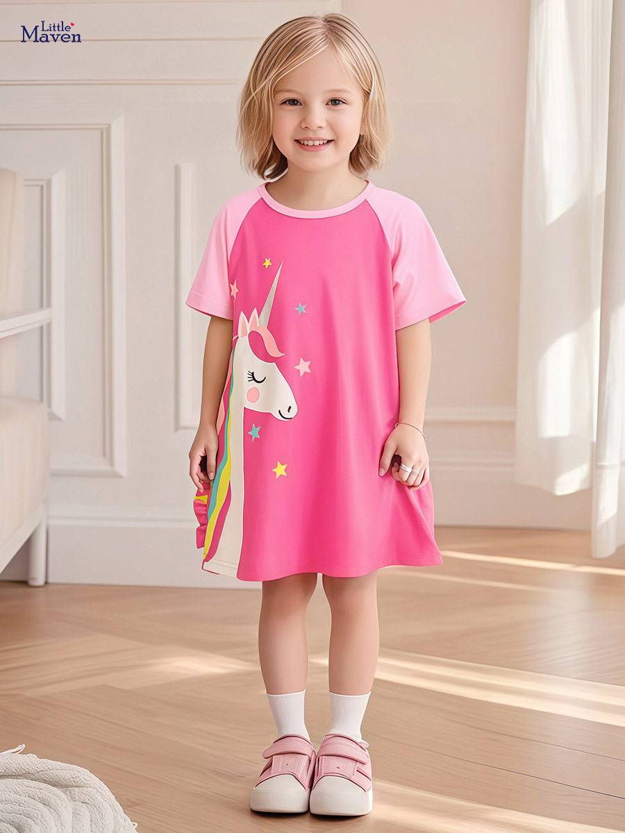 Girls' Cute Short-Sleeve Cotton Dress Wholesale, Summer Kids' Dress
