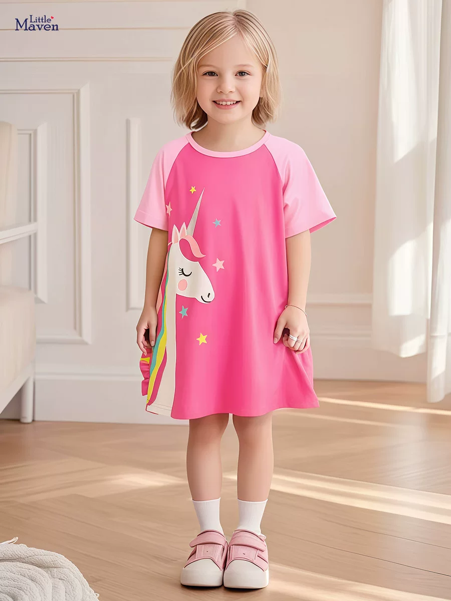 Girls' Cute Short-Sleeve Cotton Dress Wholesale, Summer Kids' Dress
