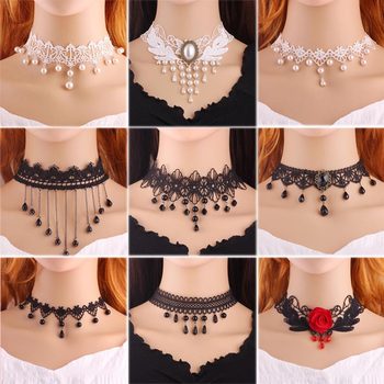 Lace scar-covering necklace women's all-match dance clavicle chain short necklace student neck strap fake collar decorations wholesale