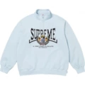G904 # FW25 badge appliqué American street style half-zip pullover sweatshirt in sky blue