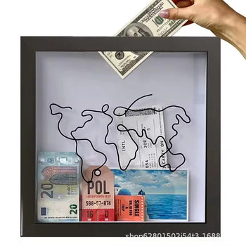 Cross-Border Travel Airplane Tickets, High-Speed Rail Tickets, Concert and Sports Event Ticket Stub Storage Photo Frame, Time Fragment Map Frame
