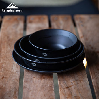 Coleman BKS395 blackened stainless steel titanium-plated portable outdoor camping barbecue soup bowl plate plate tableware set