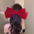 New Year red oversized bow hairpin