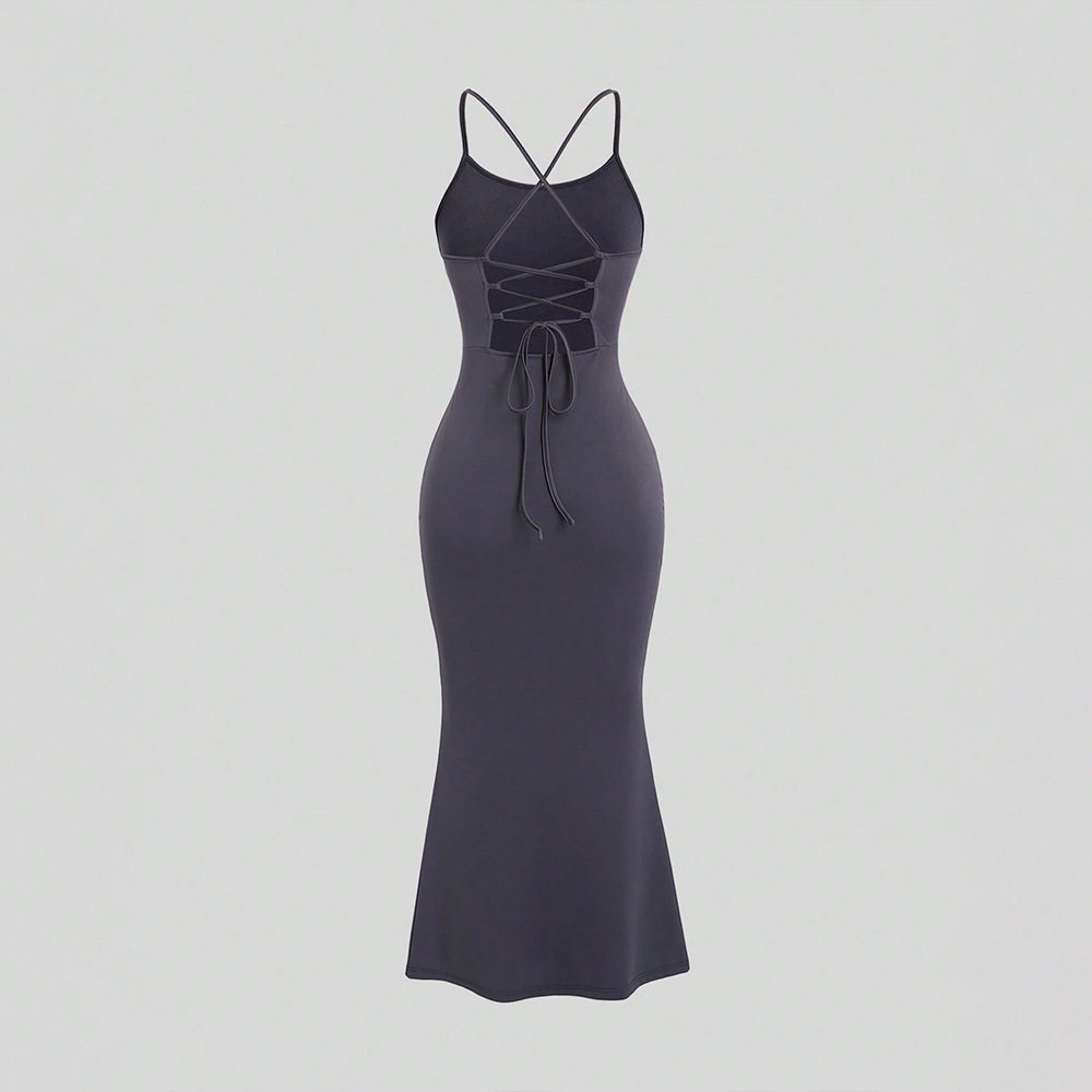 Cross Back Bodycon Dress Sexy Mermaid Hem Spaghetti Straps Summer Style Wholesale Available OEM ODM service