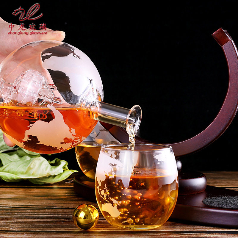 Spherical glass wine bottle vodka wine bottle bar home map Cup suit Oval globe decanter