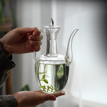 Imitation Song Dynasty Hand-Held Teapot, Heat-Resistant Glass Imperial Concubine Teapot, Transparent Small Bubble Tea Pot, Electric Ceramic Stove, Chinese-Style Wine Warmer, Household Teapot