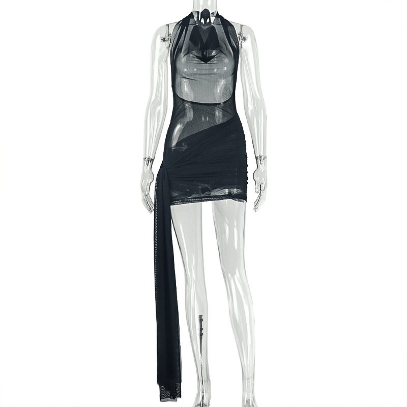 Fashionable Bodycon Mini Dress Sexy Tie Back Ruffled Neckline Slim Fit Perfect for Parties and Night Out Wholesale