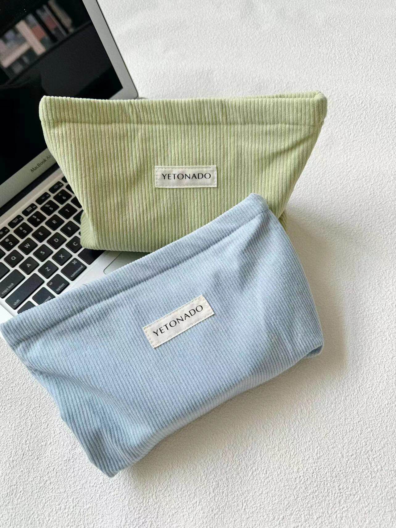 New Simple Corduroy Large Capacity Cosmetic Bag Travel Skin Care Wash Bag Hand Bag Student Storage Bag