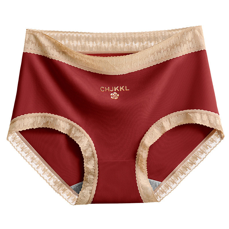 Mid-high Waist Underwear Women's Cotton Antibacterial Crotch Belly-lifting Hip-lifting Traceless Lace Sexy Autumn and Winter Small Belly Modal