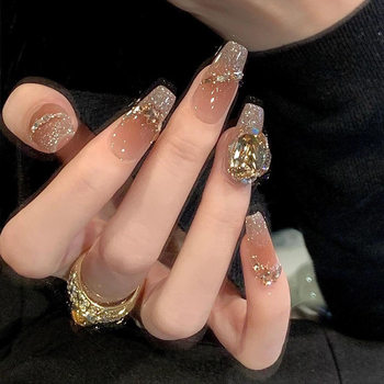 Paris Past Handmade Nail Art Spring and Summer New Cat's Eye Explosion Flash Net Red Diamond Nail Art Patch Nail Art Pieces Hand-worn Nail Art