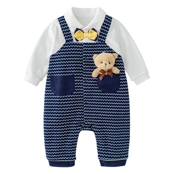 Baby Jumpsuit, Baby Boy Clothes, Spring Dress, Short-Sleeved Newborn Cotton Robe, Gentleman's Long-Sleeved Romper