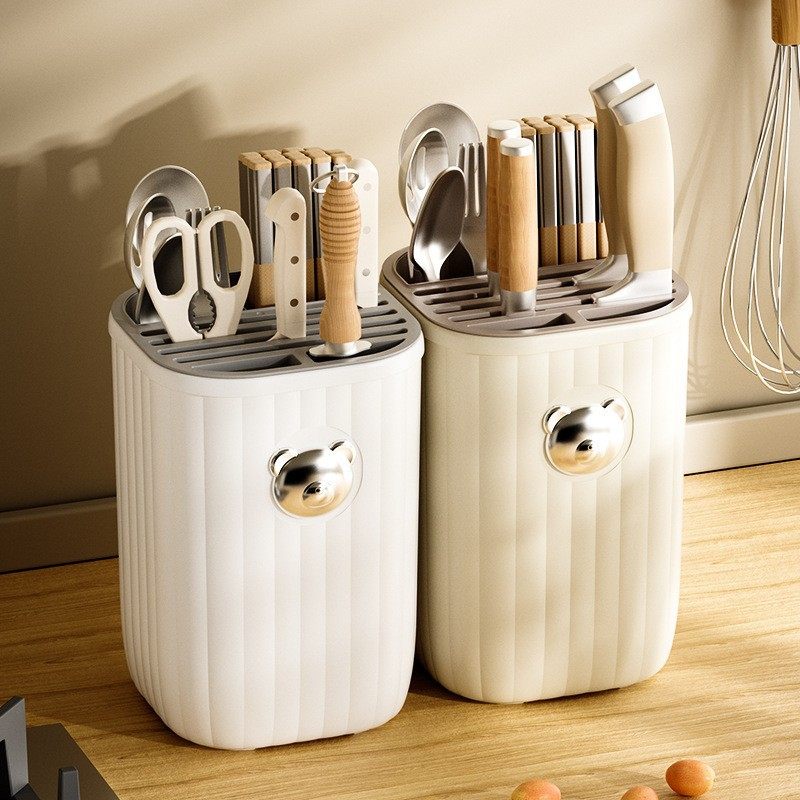 Kitchen multi-functional knife holder kitchen countertop knife storage rack dormitory draining household knife holder knife storage wholesale