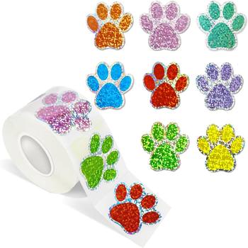 500 stickers/roll 2.5cm roll self-adhesive pet dog claw sticker chart decoration adhesive sticker label