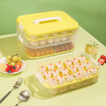 Large-Capacity Multi-Function Storage Box Household Multi-Purpose Kitchen Refrigerator Single and Double-Layer Quick-Frozen Dumplings and Wontons Crisper