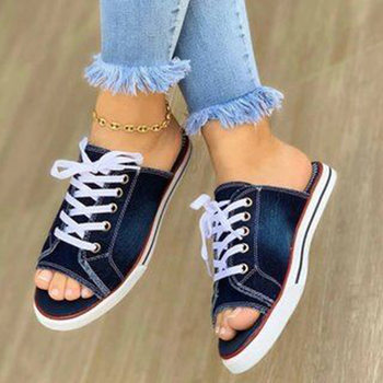 Cross-border wholesale slippers women's 2022 summer new canvas slippers women's flip-flops flat peep toe sandals plus size