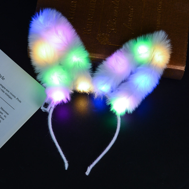 发光发箍头饰狐狸毛猫耳朵头箍春节地摊夜市摆摊小商品玩具批发