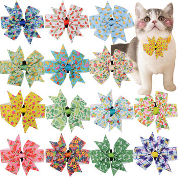Cross-border New Summer Cat Puppy Fruit Floral Rib with Bow Pet Collar Supplies Collar Flower