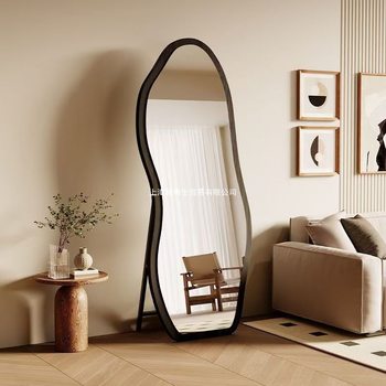 French-Style Vintage Full-Length Mirror, Floor Mirror for Home Use, Designer Irregular Dressing Mirror, High-End Influencer Fitting Large Mirror