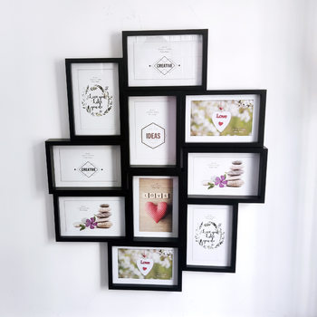 6-inch Wooden Ten-piece One-piece Photo Frame Wall-mounted Amazon Simple Black and White Modern Nordic Creative New