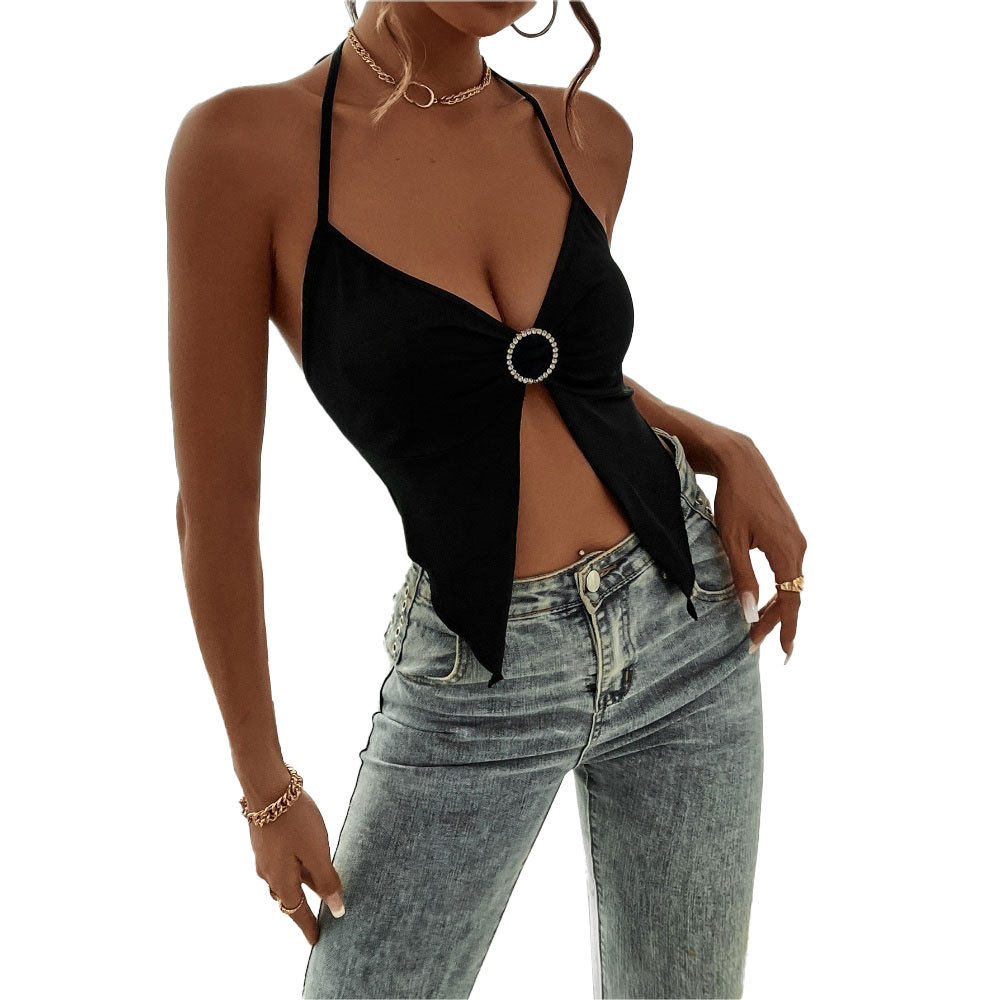 Womens Sexy Halter Neck T Shirt Backless Design Trendy Style Spring Summer Fashion Wholesale Available