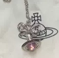 Copper alloy pink orb necklace