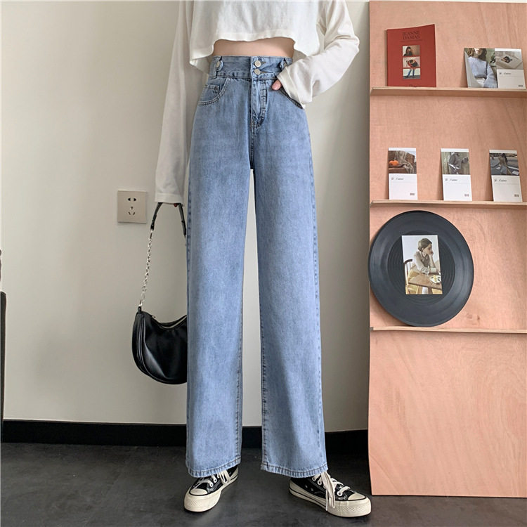 High Waisted Wide Leg Jeans Korean Style Loose Fit Flattering Design Spring Fashion Wholesale Available