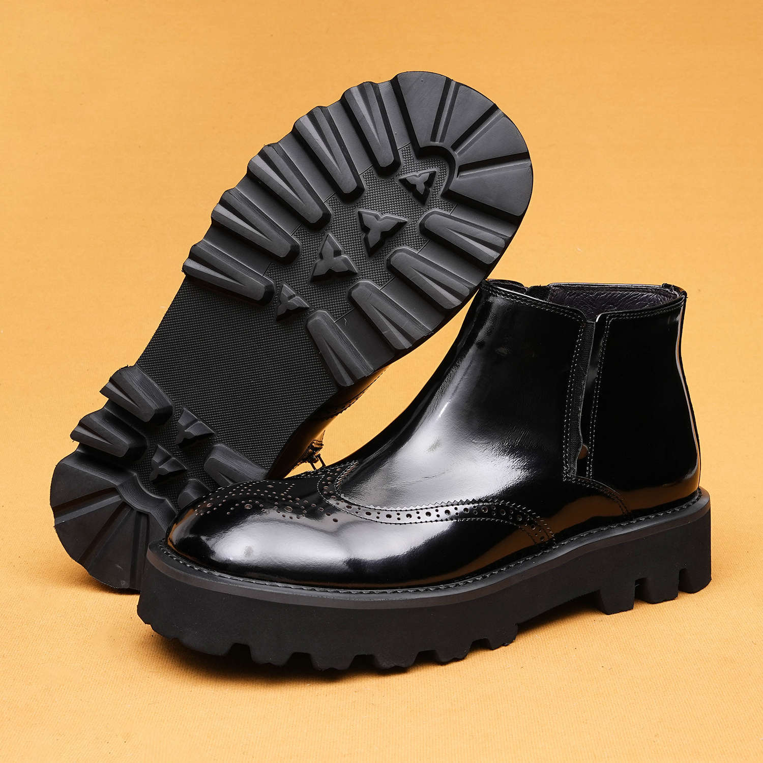 Giày Boot Cổ Thấp Nam Chất Liệu Da Bò Họa Tiết Hoa Đế Cao