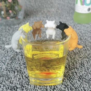 Lying cheese cat wine glass Mark creative 3D kitten shape party party Goblet Glass Cup distinguish recognition