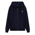 Zippered navy blue with white label - cotton
