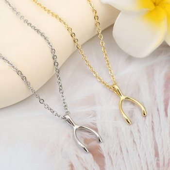 European and American Hot-Selling Herringbone Bone Pendant Lucky Wishing Bone Necklace Simple High-End Elegant Exquisite Versatile Clavicle Chain