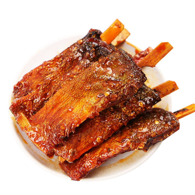 Spicy Fish Steak Fish Tail Hand-Shredded Dried Fish 25g Small Package Spicy Office Campus Internet Celebrity Snacks Wholesale