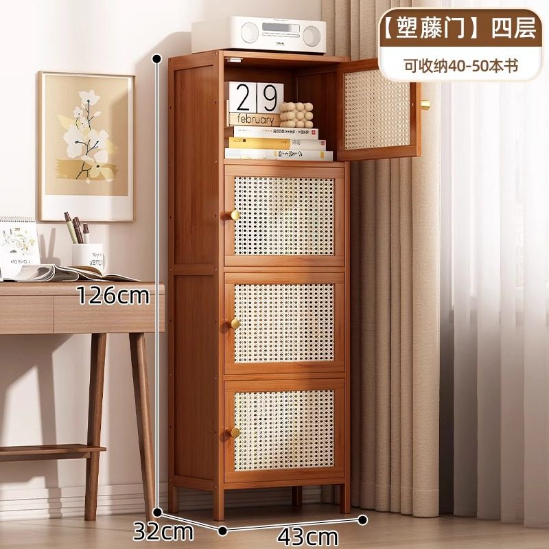 简易书柜防尘加深窄款夹缝置物柜带柜门书架落地家用多层放书本架