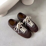 Genuine Leather Retro Inner Heightening Moral Training Shoes for Women 2025 Autum New Versatile Square Toe Flats Forrest Gump Ca