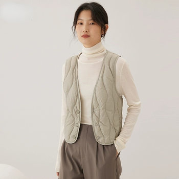 Down Vest Women's 2024 New Simple and Comfortable Inner Tank Waistcoat Vest V-neck Vest Spring and Autumn