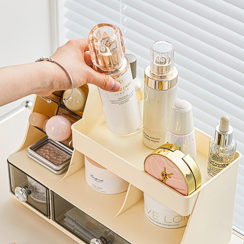 Drawer-type cosmetic desktop storage box household function lipstick skin care products compartment storage box multi-compartment finishing box