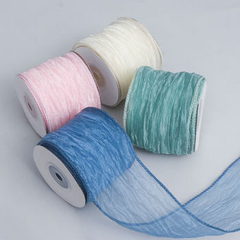 Folded Transparent Mesh Wire Edge Wrap Flower Ribbon Floriculture Handmade DIY Flower Basket Gift Box Fabric Ribbon Ribbon